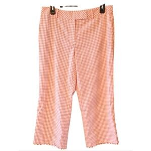Focus 2000 Vintage Pink and White‎ Gingham Capri Pants with Scallop Hems Size 8